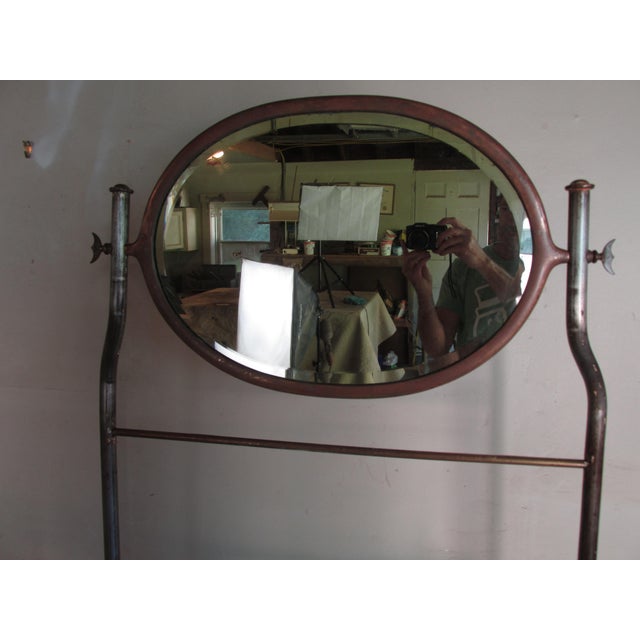 Silver Steel and Brass Etagere With Bevelled Mirror Circa 1930 For Sale - Image 8 of 14