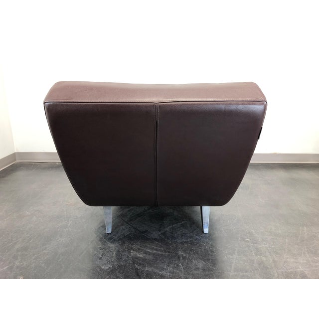 RocheBobois "Dolce" Modern Chaise Lounge in Chocolate Brown Leather