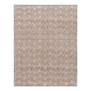 Rug & Kilim’s Modern Block Print Rug in Brown and Blue with Floral Patterns - 5x8 For Sale