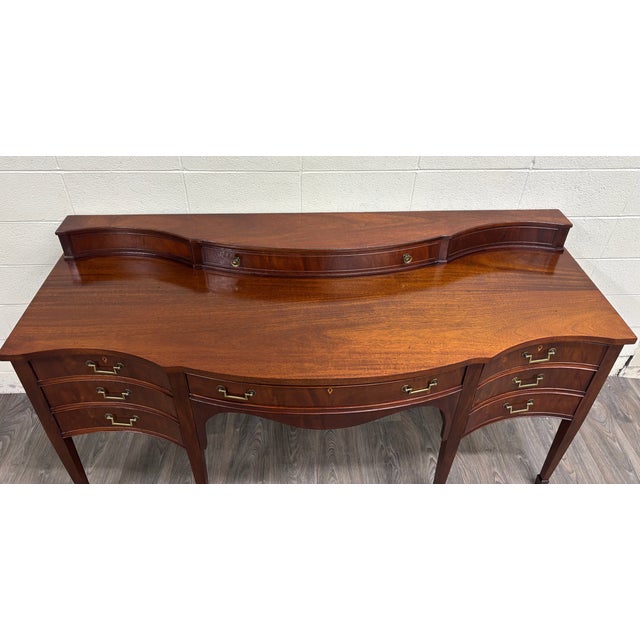 Vintage Federal Georgian George III Hepplewhite Style Mahogany Writing Desk For Sale - Image 4 of 17