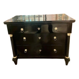 19th C. French Empire Black Lacquered Commode For Sale