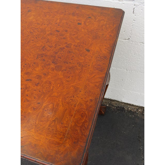 Early 1900s Ball and Claw Feet Burlwood Writing Office Desk 6392 For Sale - Image 17 of 18