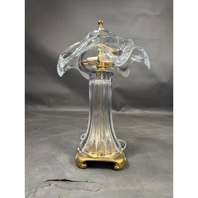 Vintage Cofrac Art Verrier Style French Crystal Table Lamp For Sale - Image 12 of 12