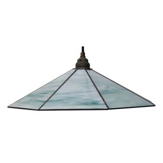 Art Deco Marble Opaline Stained-Glass Pendant Lamp For Sale