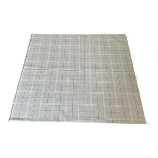 Designer Natural Beige and Ivory Plaid Heavyweight Linen Cotton Blend Fabric- 2 1/3 Y For Sale