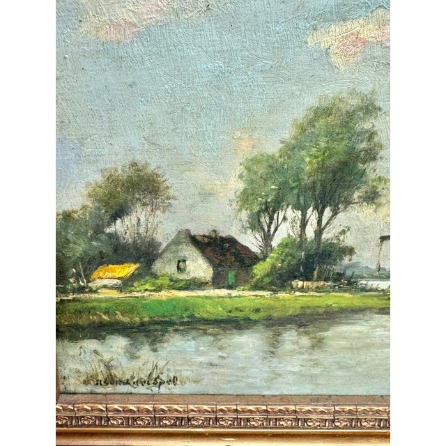 Antique European Pastoral Landscape Oil on Canvas, Signed by Artist For Sale - Image 10 of 11
