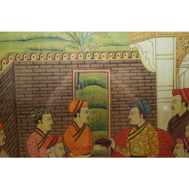 Antique Persian Hand-Painted Oriental Scenes on Silk in Frame, Set of 2 For Sale - Image 14 of 18