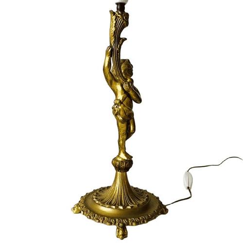 Vintage Hollywood Regency Cherub Table Lamp with Pink Geometric Shade, 1960s For Sale - Image 4 of 11