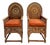 Vintage Moroccan Hand-Painted Carved Wood Throne Chairs - Pair For Sale