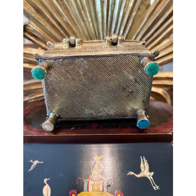 Mid 19th Century Antique Dokra Brass Treasure Trinket Box For Sale - Image 5 of 12