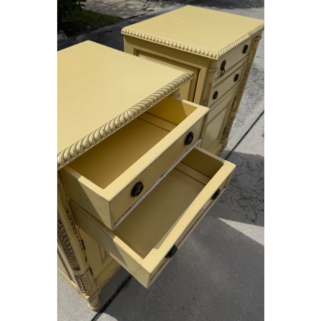 Late 20th Century Vintage French Provincial Carved Nightstands With Locking Commode Cabinets by Agr Paris, Pair For Sale - Image 5 of 17
