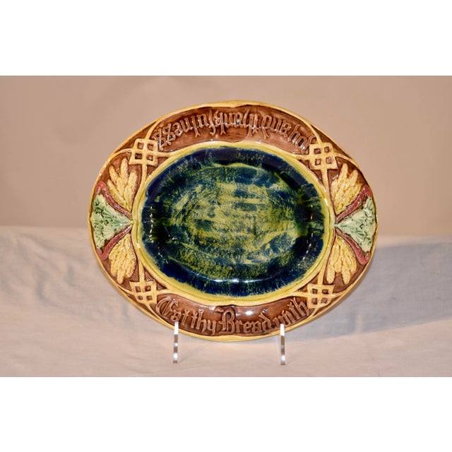 Brown 19th C English Majolica Bread Tray For Sale - Image 8 of 8