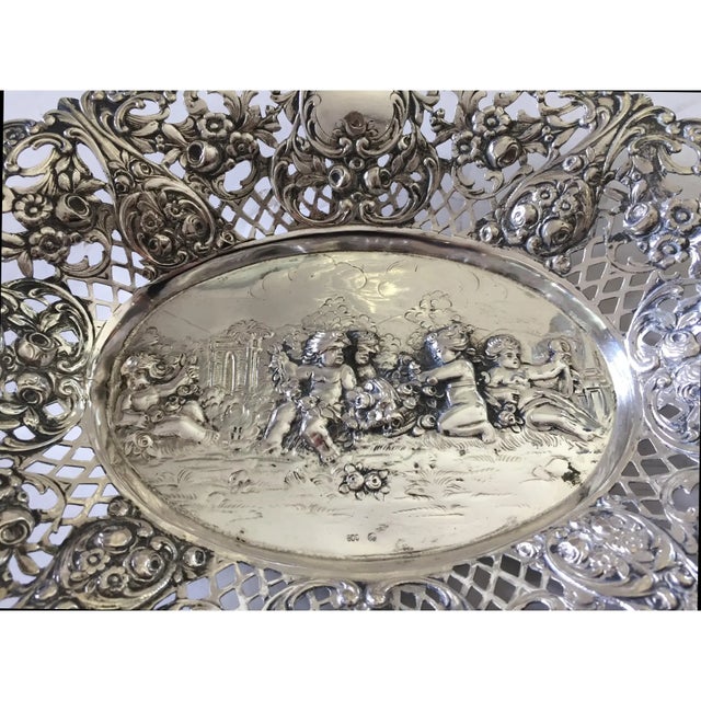 German 800 Silver Pierced Oval Bowl/Basket , c.1900 For Sale - Image 9 of 10