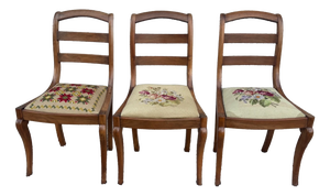 Louis XV Chairs in Walnut with Petit Point Tapestry Upholstery, 19th Century, Set of 3