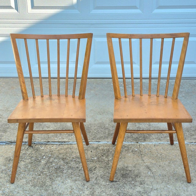 Conant Ball Midcentury Modern Russel Wright for Conant Ball Solid Birch Spindle Back Dining Chairs, Set of 4 For Sale - Image 4 of 17