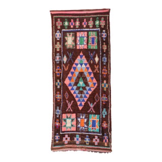 Moroccan Vintage Boujad Rug - 4'0" X 9'6" Ft For Sale