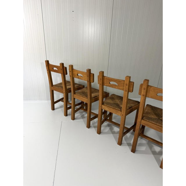 Rustic Blonde Oak Dining Chairs, 1960s, Set of 6 For Sale - Image 16 of 18