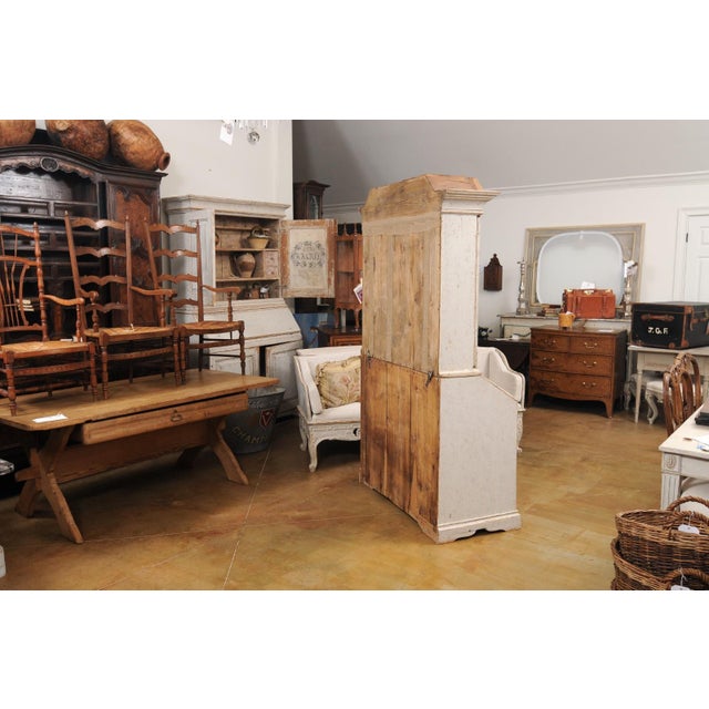 Swedish 1770s Baroque Period Light Gray Painted Secretary with Slant Front Desk For Sale - Image 12 of 12