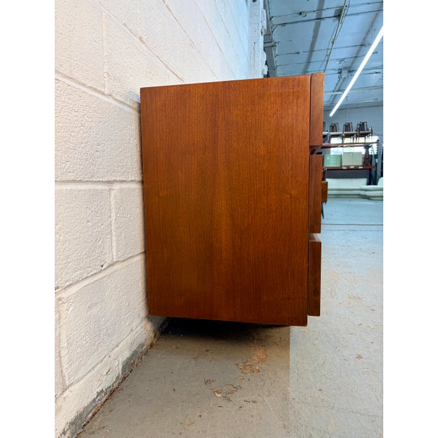 Mid 20th Century Mid 20th Century Modern American of Martinsville Walnut "Diamond" Triple Lowboy Dresser For Sale - Image 5 of 16