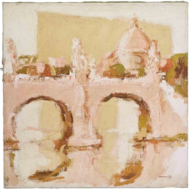1970s Franco Marzilli, View of Saint Peter (Rome), Oil Painting, 1970s For Sale - Image 5 of 5