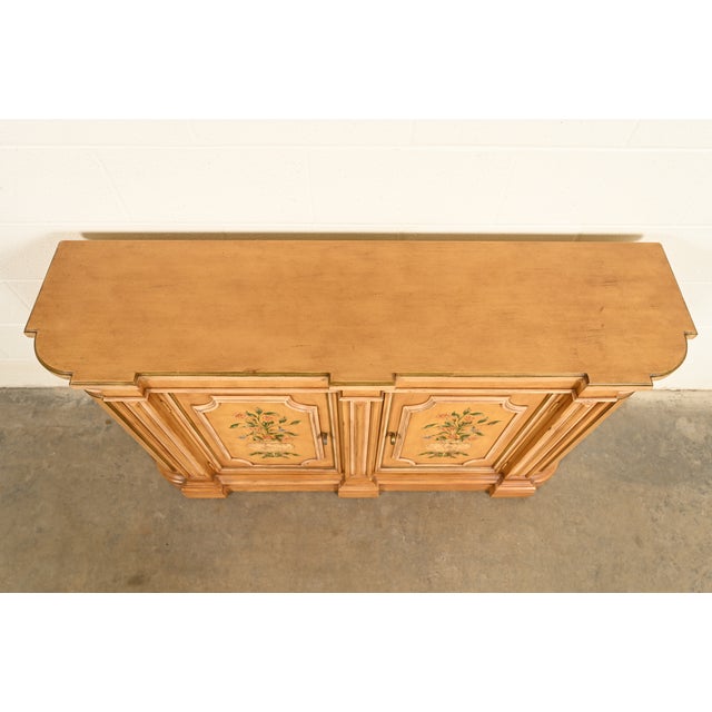 Henredon French Regency Louis XVI Hand Painted Console or Bar Cabinet For Sale - Image 9 of 13