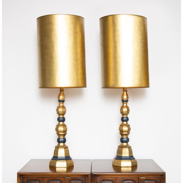 Mid 20th Century Vintage Large Candlestick Table Lamps, a Pair For Sale - Image 5 of 6