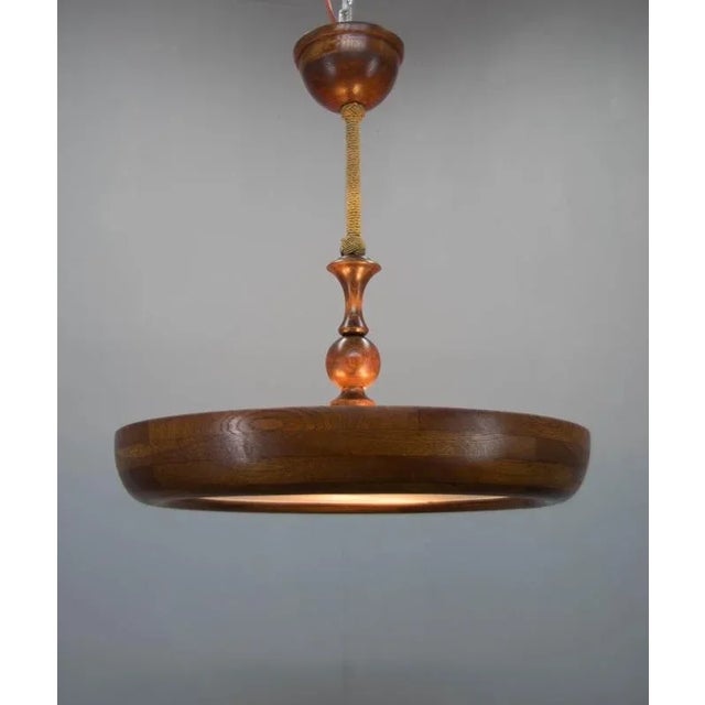 Large Art Deco Wooden UFO Pendant, 1930s For Sale - Image 10 of 13