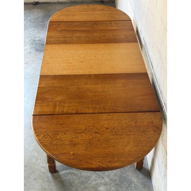 Brown Oak Extendable Dining Table With Pull-Out Leaves Danish Mid-Century Modern 1960s For Sale - Image 8 of 12
