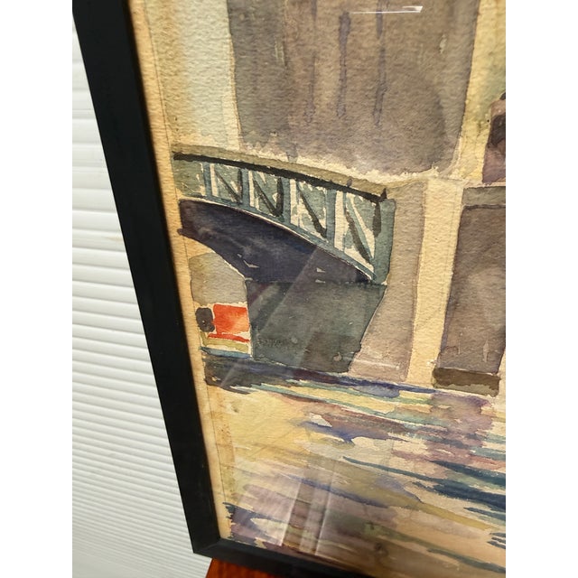 Franke Sunshine on the Bridge Original Watercolor, Signed Circa 1938 For Sale - Image 10 of 12