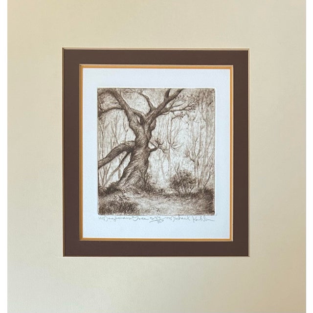 Impressionist Vintage Etching Entitled ‘Magicians Tree’s’ by Michael Kohler Matted and Framed For Sale - Image 3 of 7