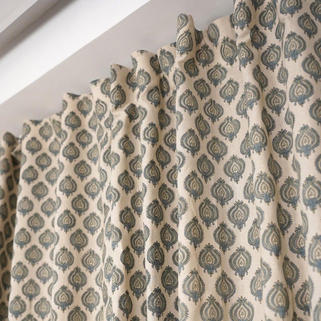 Textile Fabdivine Viscose Linen Ring Curtain Handcrafted Block Print Elegance Size-54"x108" - Uday For Sale - Image 7 of 9