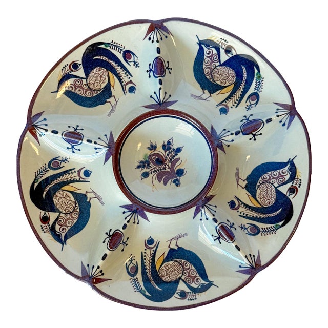 1960s Mid Century Royal Copenhagen Denmark Berte Jessen Fajance Segmented Platter For Sale