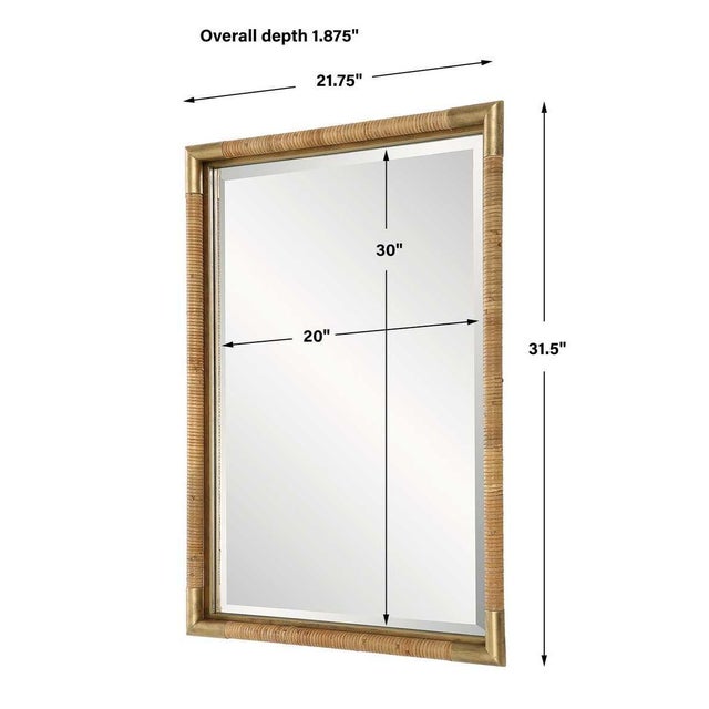 Camp Rattan/Brass Mirror For Sale - Image 4 of 7