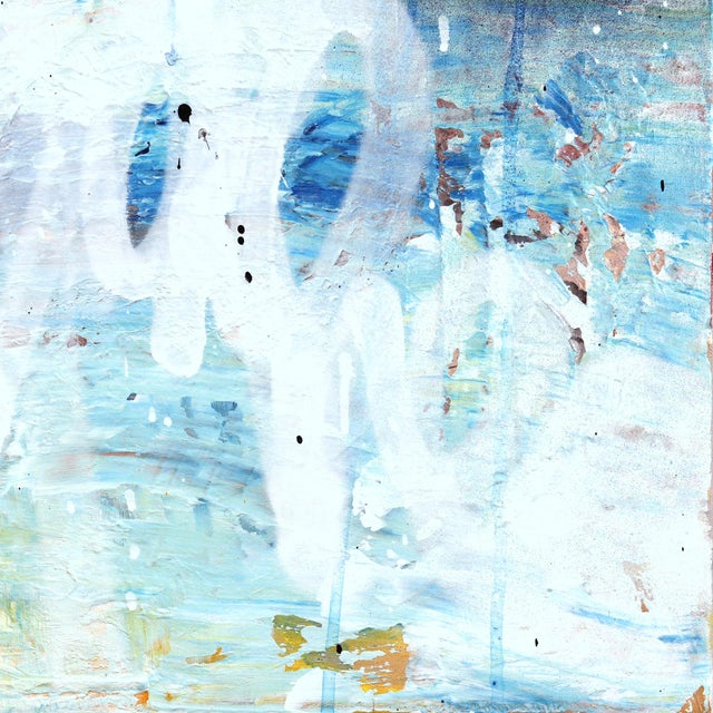 2020s You Are the Journey - Abstract Blue, White, Yellow Textured Graffiti Pop Original Artwork by Amber Goldhammer For Sale - Image 5 of 9