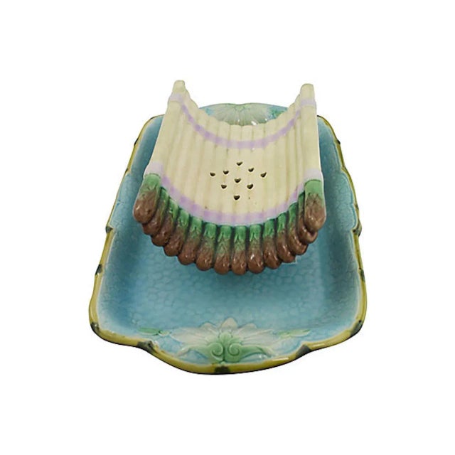 Early 20th Century Vintage Majolica Asparagus Dish For Sale - Image 5 of 8