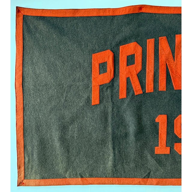 Vintage 1968 Princeton University collegiate felt banner wall flag. Machine stitched on orange felt letters, number and...