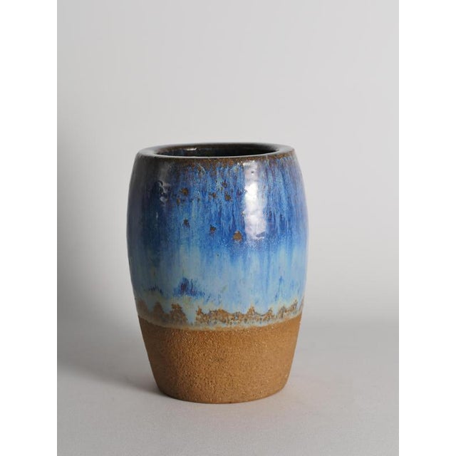 Blue Glazed Studio Pottery Vase by Michael Andersen & Son for Bornholm, Denmark, 1960s For Sale - Image 6 of 13