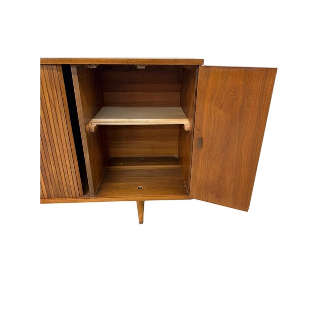 Wood Mid-Century Modern Tambour Media Sideboard For Sale - Image 7 of 9