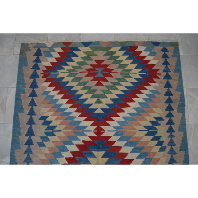 Textile 1960s Vintage Oushak Rug Handmade Turkish Kilim Rug - 6′1″ X 9′ For Sale - Image 7 of 11