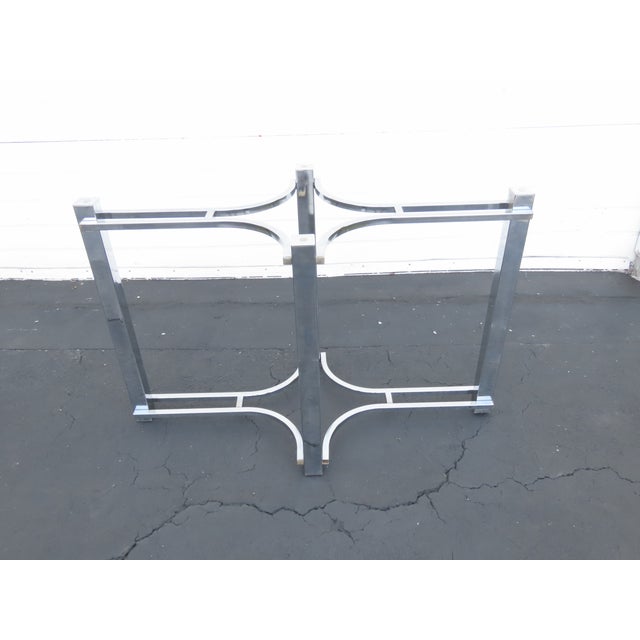 Hollywood Regency Chrome Glass Top Dining Table 6430 For Sale - Image 4 of 18