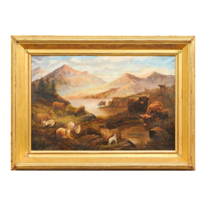 19th Century English Landscape W/ Highland Cattle