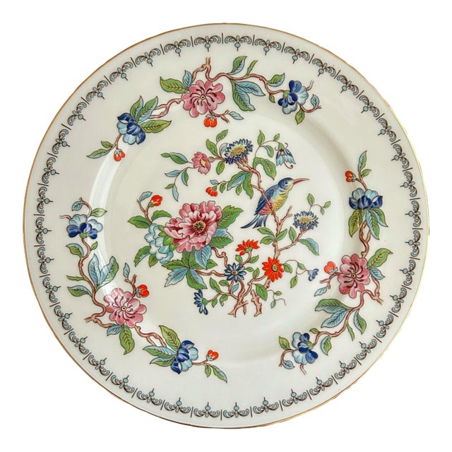 Vintage John Aynsley & Sons ‘Pembroke’ Salad Plate - Asian-Inspired 18th Century Pattern on White Bone China For Sale