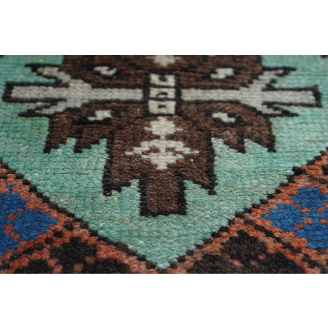 Blue Vintage Caucasian Rug 3'6'' X 6'9'' For Sale - Image 8 of 12