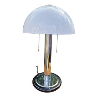 Vintage Mid Century Modern Mushroom Style Dome Table Lamp in Chrome For Sale