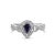 .925 Sterling Silver 6x4mm Pear Sapphire Gemstone with Diamond Accent Fashion Halo Ring (H-I Color, SI1-SI2 Clarity) - Size 7 For Sale