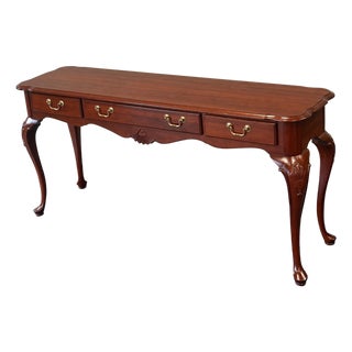 Ethan Allen Solid Cherry Georgian Court Console / Sofa Table For Sale