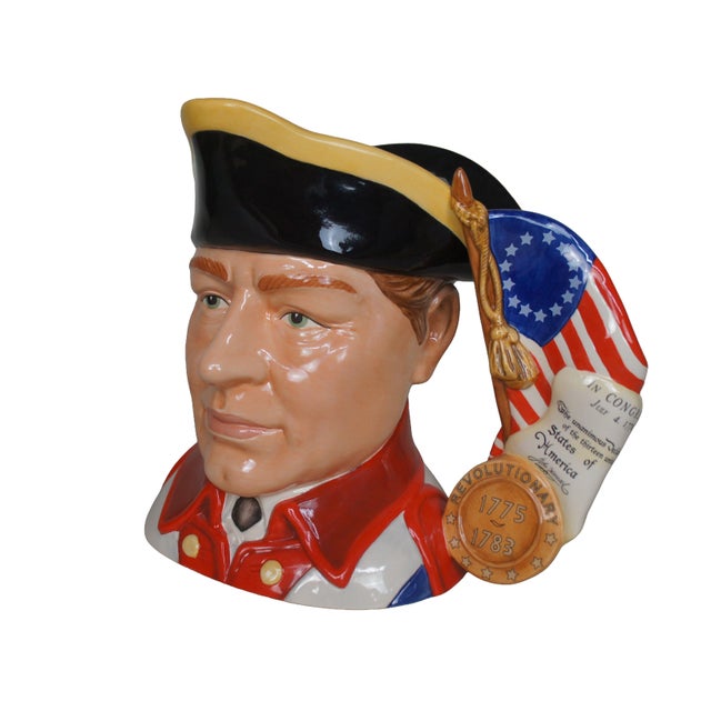 Realism American Royal Doulton Revolutionary War Military Soldier Toby Character Jug For Sale - Image 3 of 16