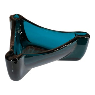 Rare Vintage Blue Viking Bluenique Triangular Cigar Ashtray For Sale