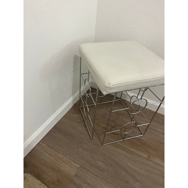Late 20th Century Late 20th Century Mid Century Vanity Bench Stool For Sale - Image 5 of 8