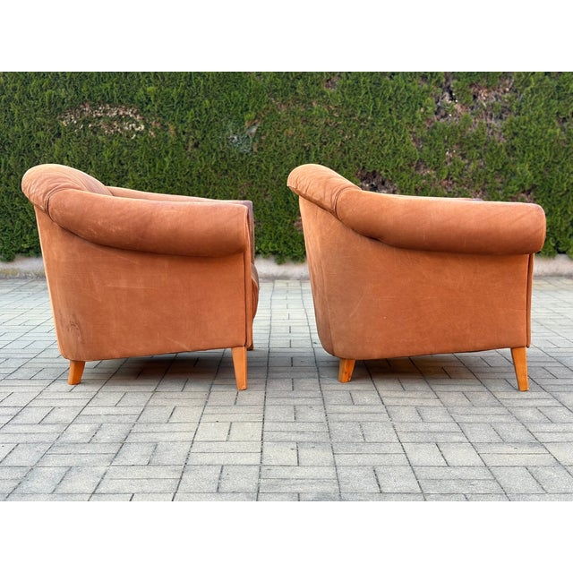 Leather Chairs and Ottoman from Andrea Natuzzi, 1995, Set of 3 For Sale - Image 4 of 15